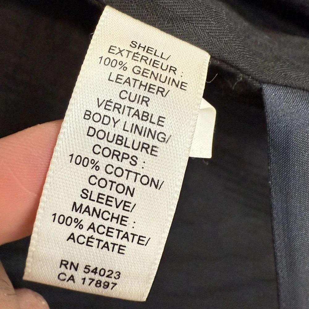 Banana Republic 100% Leather Blazer Jacket‎ Mens Large Chore Lined Black Limited